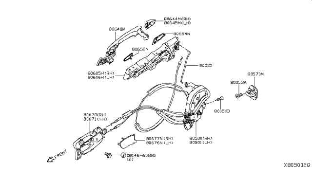 2018 Nissan Kicks Front Door Lock & Handle Diagram 2