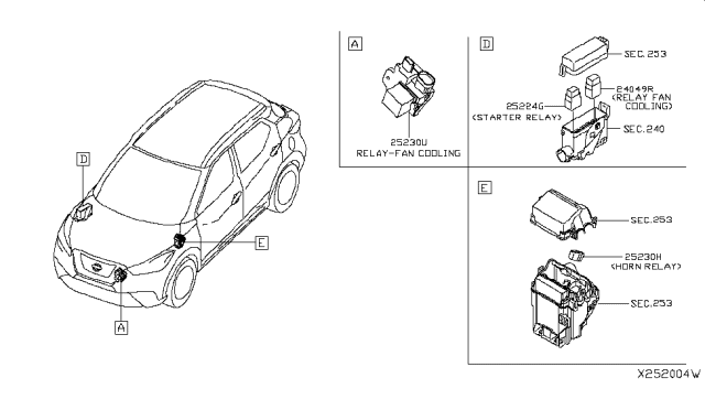 2019 Nissan Kicks Relay Assembly-Motor Fan Diagram for 25550-7773R