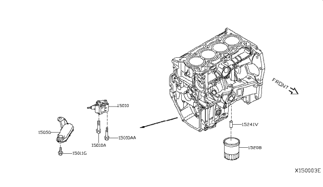 2018 Nissan Kicks Oil Strainer Assembly Diagram for 15050-5RB0A