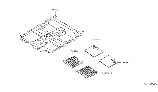 2019 Nissan Kicks Spacer-Front Floor Trim Diagram for 74979-5RB0A