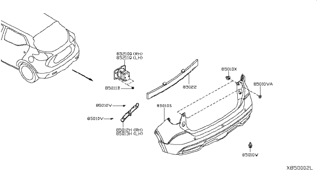 2018 Nissan Kicks Reinforce-Inner,Rear Bumper Center Diagram for H5030-5RLCH