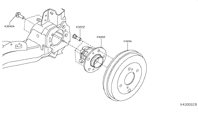 2019 Nissan Kicks Drum-Brake,Rear Axle Diagram for 43206-5RB0B