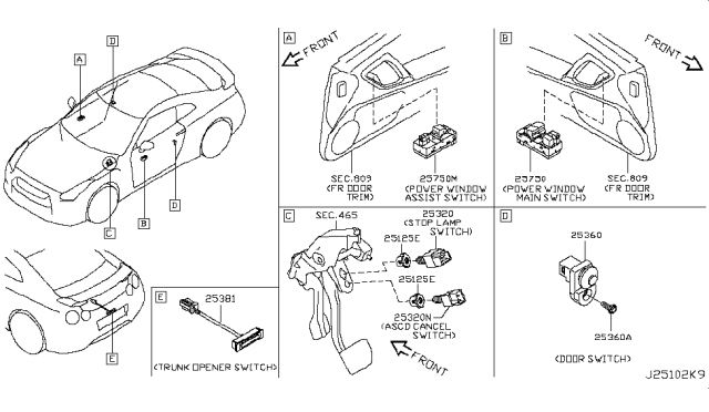 2018 Nissan GT-R Switch Diagram 1