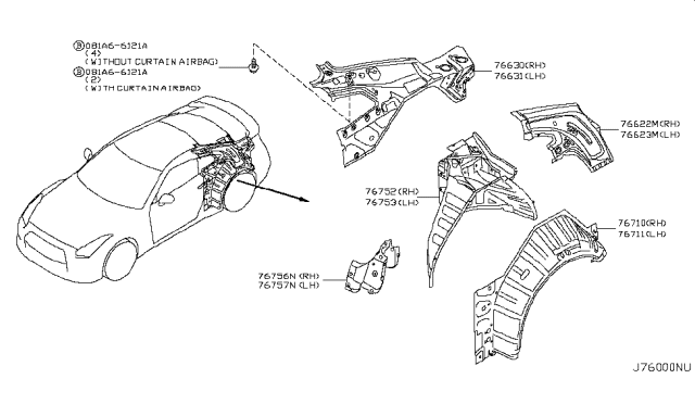 2011 Nissan GT-R Body Side Panel Diagram 2