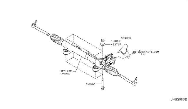 2019 Nissan GT-R Steering Gear Mounting Diagram