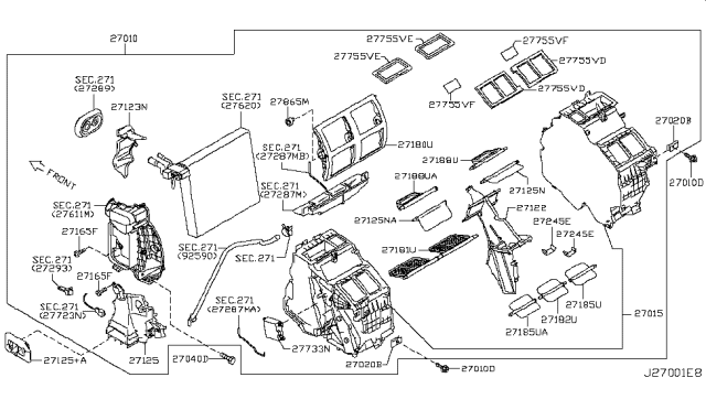 2011 Nissan GT-R Heater & Blower Unit Diagram 2