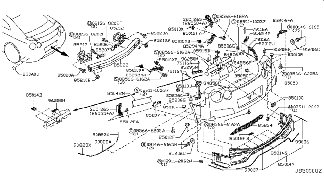 2017 Nissan GT-R Rear Bumper Center Diagram for HEM14-89S0H