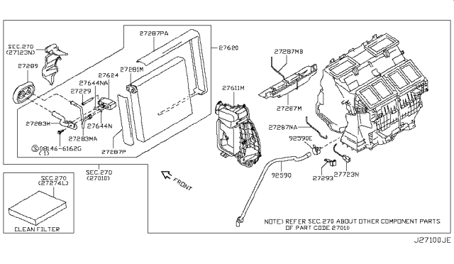 2011 Nissan GT-R EVAPOLATOR Assembly-Front Diagram for 27281-EH10A