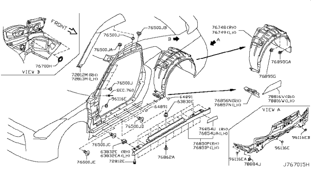 2014 Nissan GT-R Body Side Fitting Diagram 1