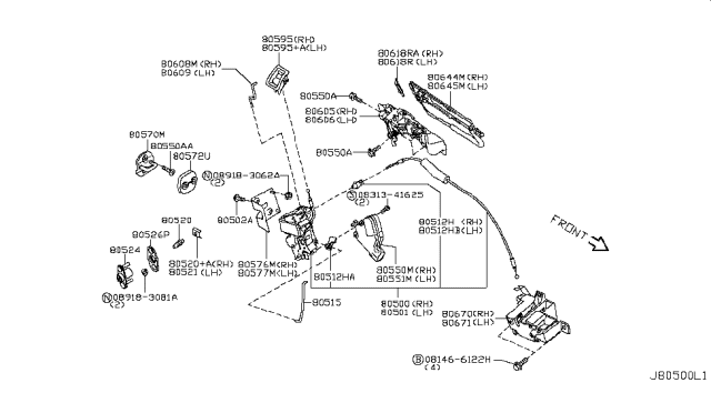 2018 Nissan GT-R Front Left Door Lock Actuator Diagram for 80501-JF10A