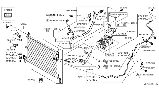 2018 Nissan GT-R Condenser,Liquid Tank & Piping Diagram 2