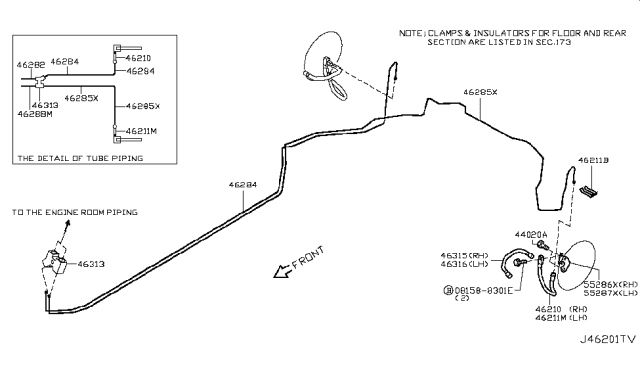 2014 Nissan GT-R Hose Assy-Brake,Rear Diagram for 46210-38B9B