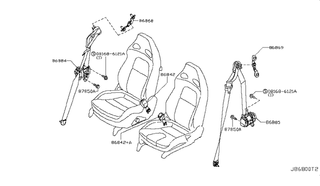 2019 Nissan GT-R Front Seat Belt Diagram 1
