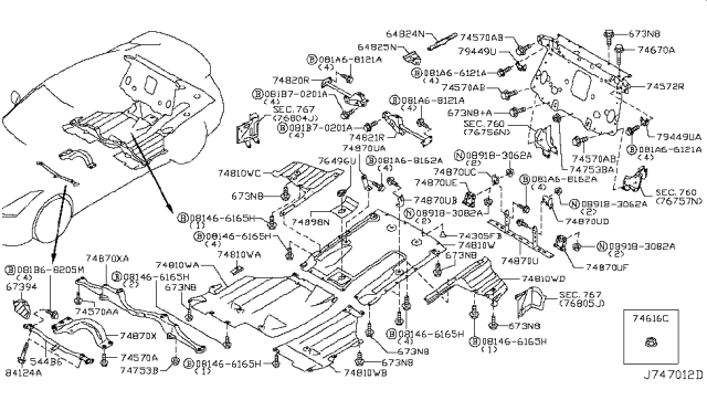 2014 Nissan GT-R Bracket-Canister Diagram for 64825-JF00A