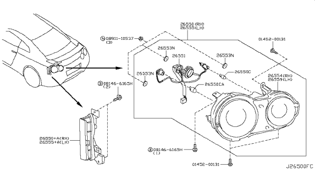 2009 Nissan GT-R Rear Combination Lamp Diagram