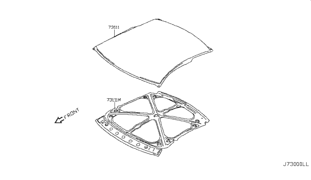 2013 Nissan GT-R Roof Panel & Fitting Diagram