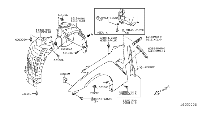 2012 Nissan GT-R Fender-Front,LH Diagram for FCA01-39BMA