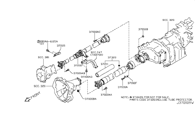 2016 Nissan GT-R Shaft Rear PROPELLER Diagram for C7300-KB50A