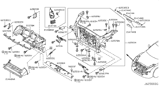 2010 Nissan GT-R Guide-Air,Radiator Upper Diagram for 21578-JF00A