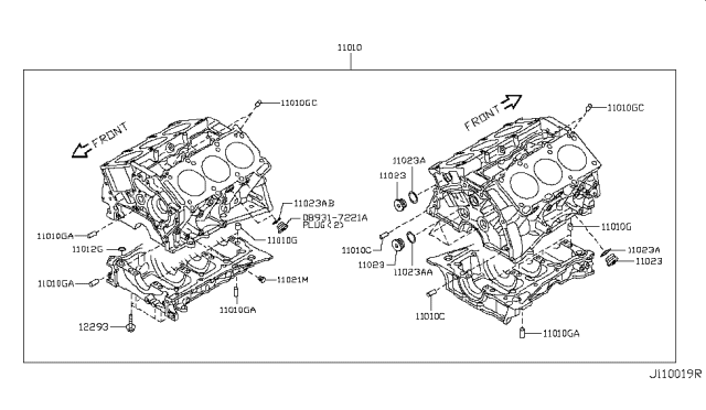 2016 Nissan GT-R Bolt-Main Bearing Cap Diagram for 12293-JF00A