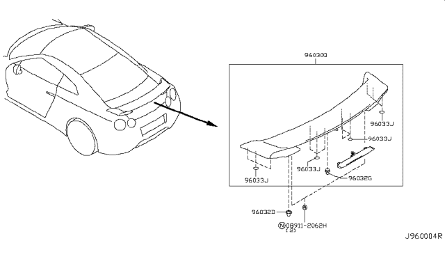2011 Nissan GT-R Air Spoiler Diagram 1