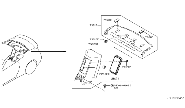 2011 Nissan GT-R Rear & Back Panel Trimming Diagram 2