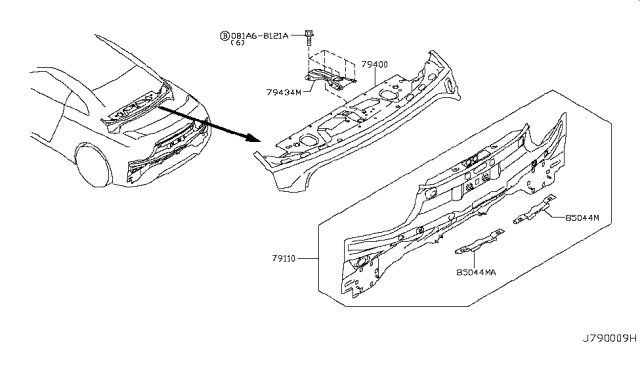 2012 Nissan GT-R Rear,Back Panel & Fitting Diagram