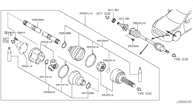 2013 Nissan GT-R Front Drive Shaft (FF) Diagram 2