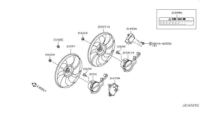 2011 Nissan GT-R Label-Caution, Motor Fan Diagram for 21599-89918