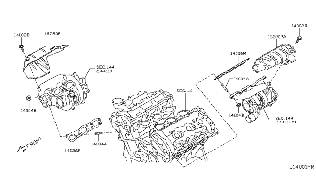 2009 Nissan GT-R Gasket-Exhaust Manifold,A Diagram for 14036-JF00A