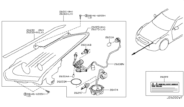 2011 Nissan GT-R Headlamp Diagram 1