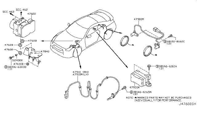 2010 Nissan GT-R Anti Skid Actuator Assembly Diagram for 47660-KB50B