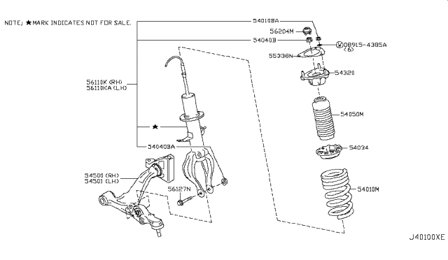 2015 Nissan GT-R ABSORBER Kit - Shock, Front Diagram for E6111-KB50A