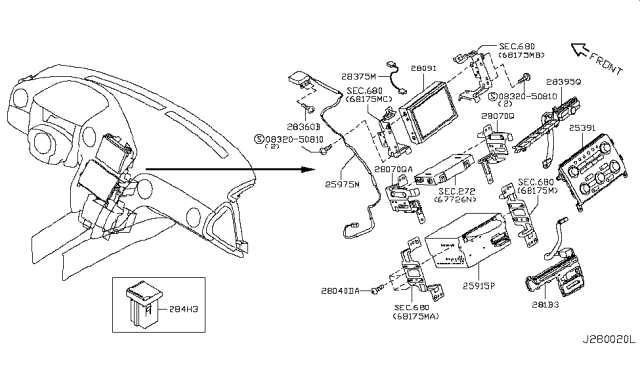 2013 Nissan GT-R Bracket-Amplifier Diagram for 28072-JF00A