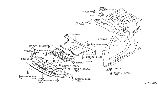 2012 Nissan GT-R Floor Fitting Diagram 1