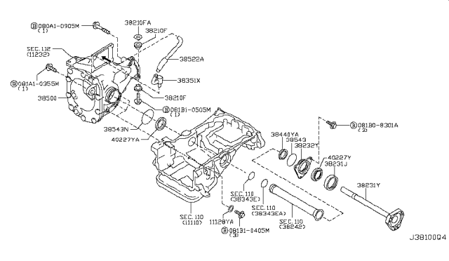 2011 Nissan GT-R Retainer-Extension Tube Diagram for 38232-0P000