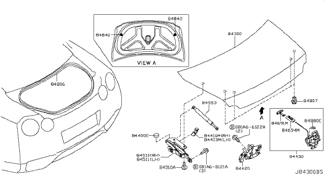 2014 Nissan GT-R Trunk Lid & Fitting Diagram 4