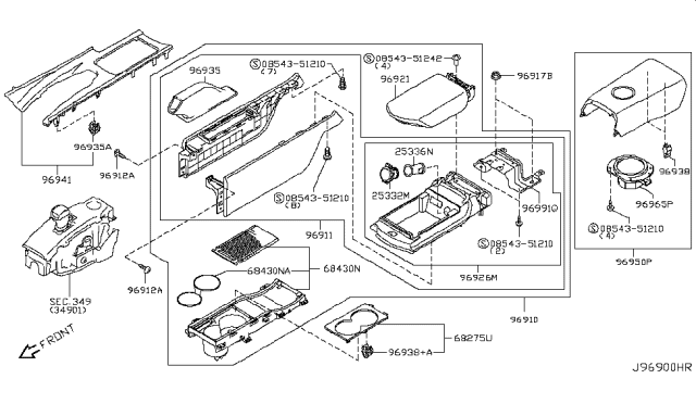 2015 Nissan GT-R Console Box Diagram