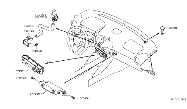 2017 Nissan GT-R Controller Assy-Air Conditiner Diagram for 27500-6AV0B