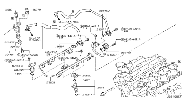 2014 Nissan GT-R Bracket-Fuel Hose Diagram for 17528-JF00B