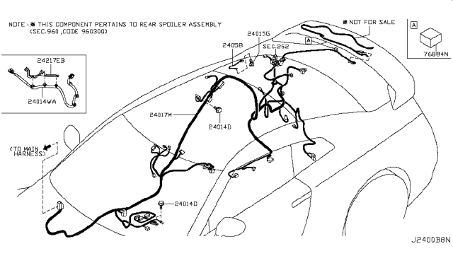 2016 Nissan GT-R Harness-Sub,Body Diagram for 24017-62B3A