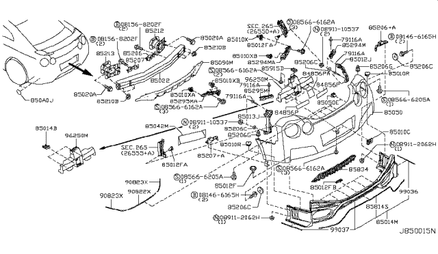 2019 Nissan GT-R Rear Bumper Fascia, Center Diagram for HEM14-6AW0A