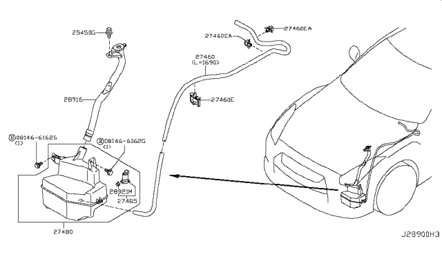 2011 Nissan GT-R Windshield Washer Diagram