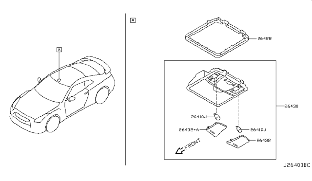 2019 Nissan GT-R Lamp Assembly Map Diagram for 26430-6HR1B