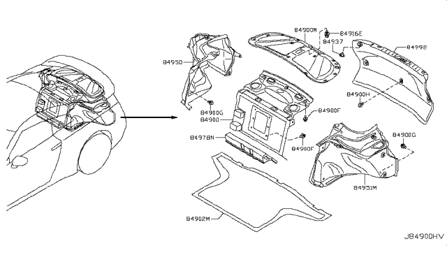 2010 Nissan GT-R Trunk & Luggage Room Trimming Diagram 1