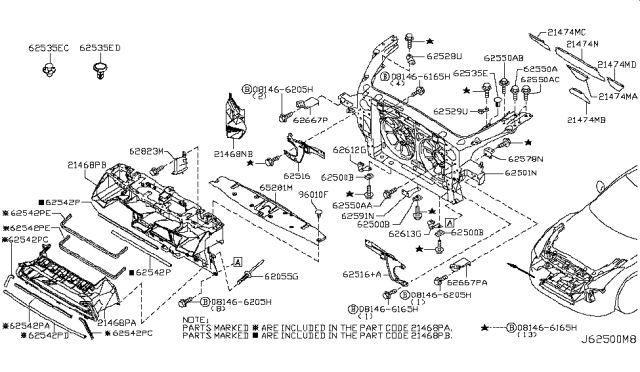 2015 Nissan GT-R Front Apron & Radiator Core Support Diagram 2