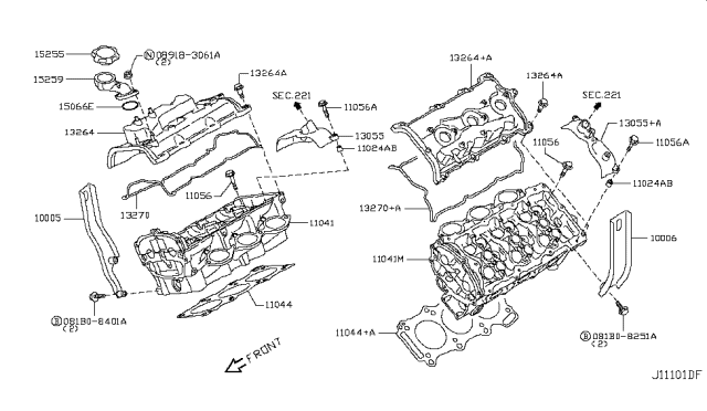 2017 Nissan GT-R Cylinder Head & Rocker Cover Diagram 1