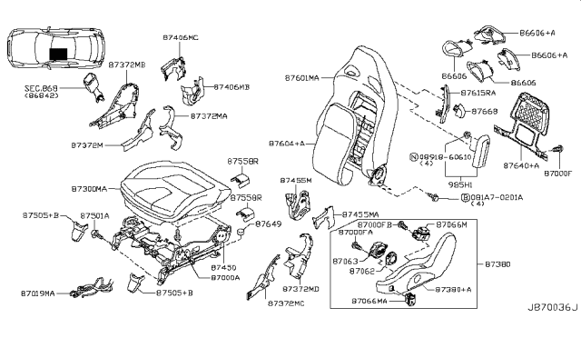 2012 Nissan GT-R Front Seat Diagram 2