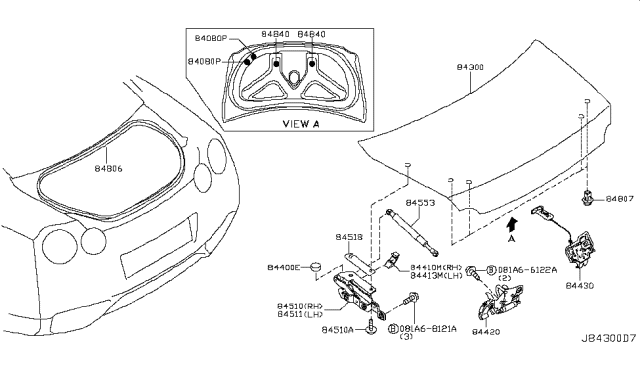 2015 Nissan GT-R Trunk Lid & Fitting Diagram 1