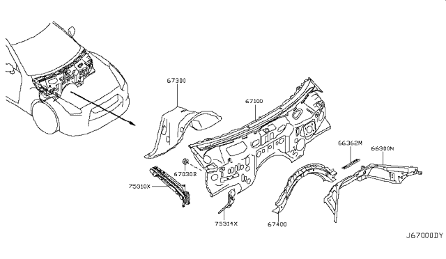 2018 Nissan GT-R Dash Assy-Upper Diagram for F7000-6AVMB